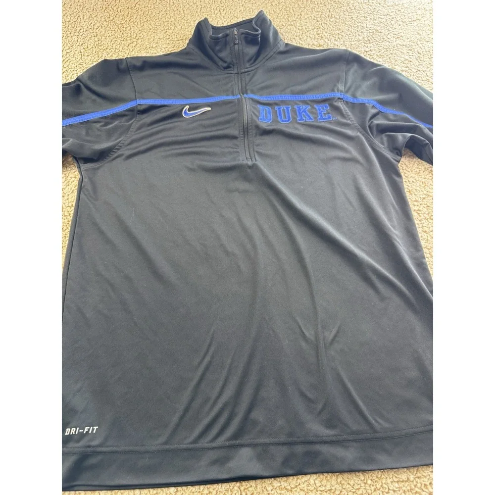 Duke Blue Devils Jacket Men's Med Black Nike Dri Fit 1/4 Quarter Zip Logo NCAA